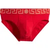 Versace Greca Border Thong With Medusa Motif In Red