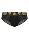 Versace Grecca Lace Briefs In Black