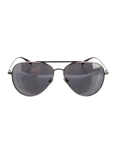 Pre-owned Versace Grecca Pattern Aviator Sunglasses In Gold