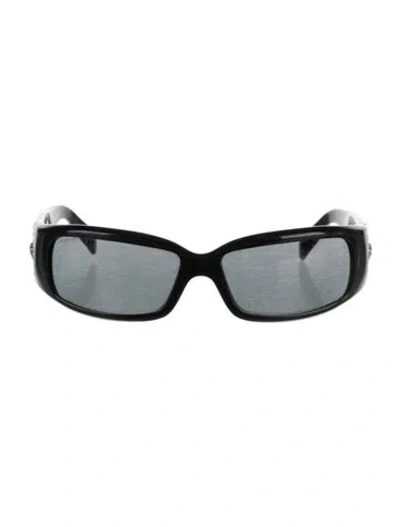 Pre-owned Versace Grecca Pattern Cat-eye Sunglasses In Black