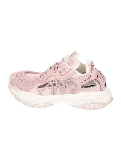 Pre-owned Versace Grecca Pattern Colorblock Pattern Chunky Sneakers W/ Tags In Pink