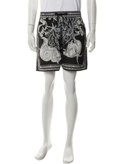Pre-owned Versace Grecca Pattern Jogger Shorts W/ Tags In Black