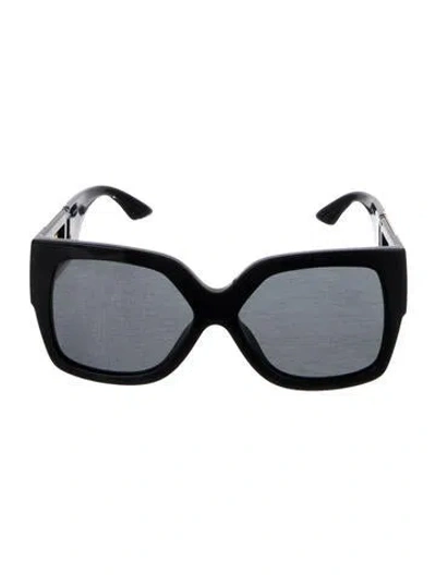 Pre-owned Versace Grecca Pattern Oversize Sunglasses In Black