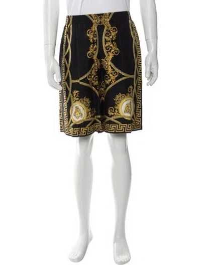 Pre-owned Versace Grecca Pattern Shorts In Black