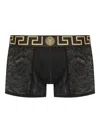 Versace Lace Boxer With Greca Pattern In Black