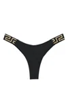 Versace Black Bikini Bottoms With Greca Motif Detail And High Cut In Tech Fabric Stretch Woman In Black