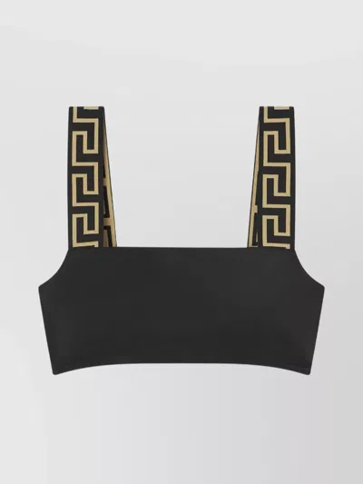 Versace Greek Border Crop Top In Black