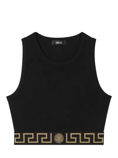 Versace Greek Border Underwear Tank Top Clothing In Black