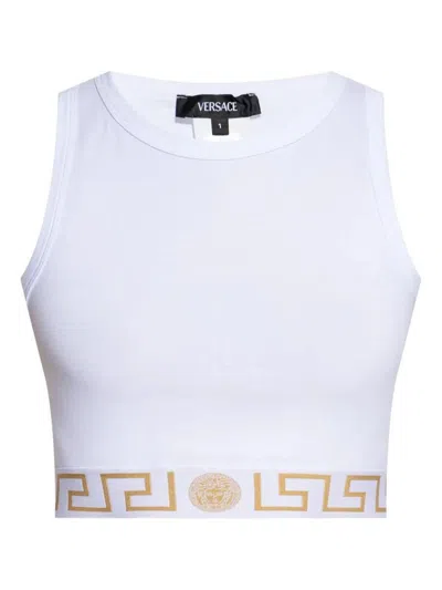 Versace Greek Border Underwear Tank Top In White