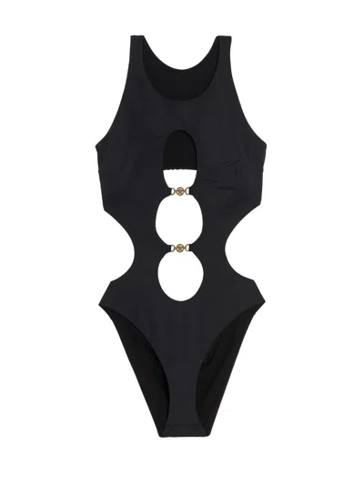 Versace Greek Chain One-piece Swimsuits In Black
