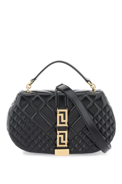 Versace Greek Goddess Shoulder Handbag In Black For Women