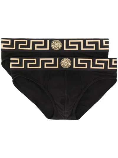 Versace Greek Key Briefs In Black