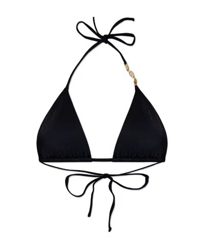 Versace Greek Key-embellished Bikini Top In Black