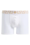 Versace Greek Key Jersey Boxer Briefs In White