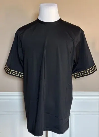 Pre-owned Versace Greek Key Logo Black T-shirt Medium (48 Euro) Italy 1004079 $475