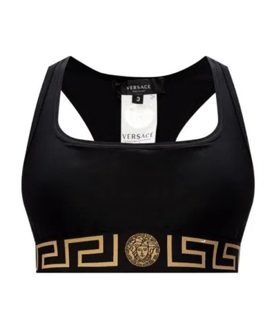 VERSACE GREEK KEY LOGO SPORTS BRA