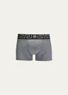 Versace Greek Key Low-rise Trunks In Gray