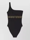 Versace Greek Key One-shoulder Swimsuit In Black