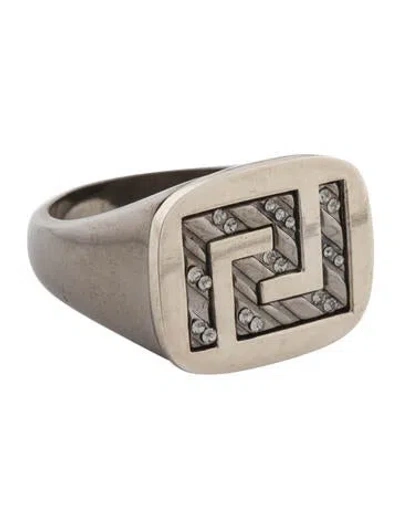 Pre-owned Versace Greek Key Signet Ring In Multi