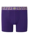 Versace Greek Key Jersey Boxer Briefs In Purple