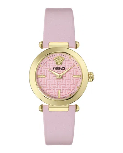 Versace Greek Leather Watch In Gold