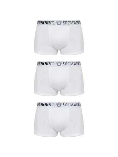 Versace Greek Logo Boxer Shorts (3-pack) In White