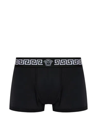 Versace Greek Logo Boxer Shorts In Black