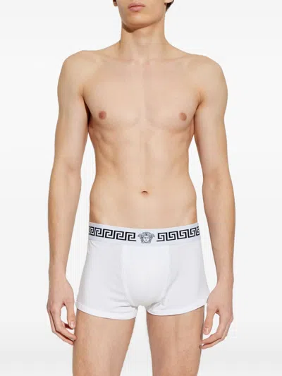 Versace Greek Logo Boxer Shorts In White