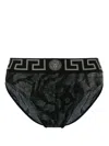 Versace Barocco Cotton Blend Briefs In Black