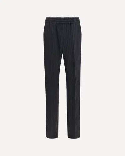 Versace Wool Merino With Greek Monogram Trousers In Black