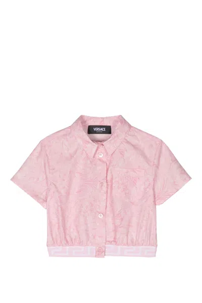 Versace Kids' Greek Short Shirt In Rose