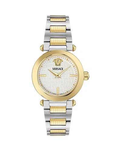 Versace Greek Watch, 35mm In Silver/two Tone