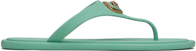 Versace Green Alia Rubber Flat Sandals