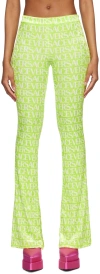 Versace Logo-print Flared Trousers In 5g300 Green+white