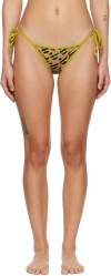 Versace La Greca String Bikini Bottom In 5g380 Pale Avocado+p