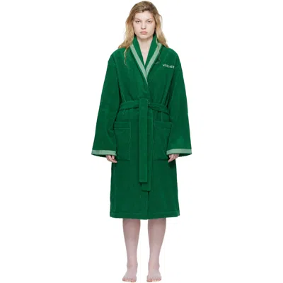 Versace Green Cotton-terry Jacquard Bathrobe