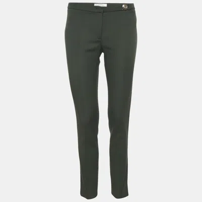 Pre-owned Versace Green Crepe Slim Fit Trousers M
