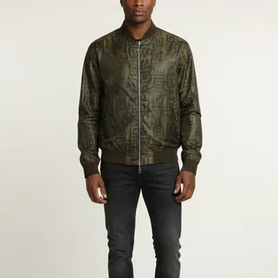Pre-owned Versace Green Printed Nylon Reversible Jacket Xxl