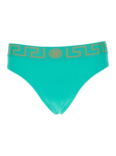 Versace Green Speedo With Greca Detail