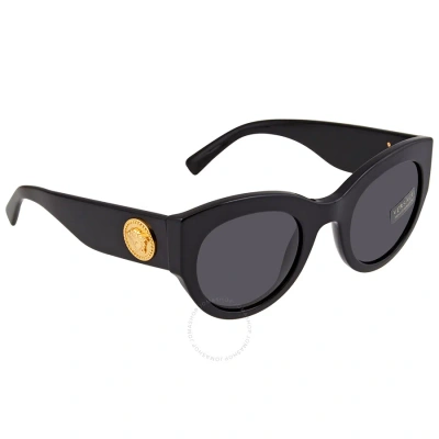 Versace Grey Cat Eye Ladies Sunglasses Ve4353 Gb187 51 In Black / Grey