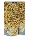 Versace Grey Cheetah Print Midi Skirt In Yellow