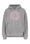 Versace Hooded Sweatshirt With In Grey Melange Pale Pink