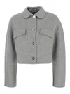 VERSACE GREY CROPPED JACKET WITH MEDUSA BUTTONS IN WOOL BLEND WOMAN