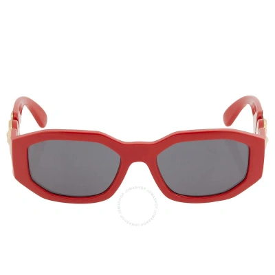Versace Grey Geometric Unisex Sunglasses Ve4361 533087 53 In Red. / Grey
