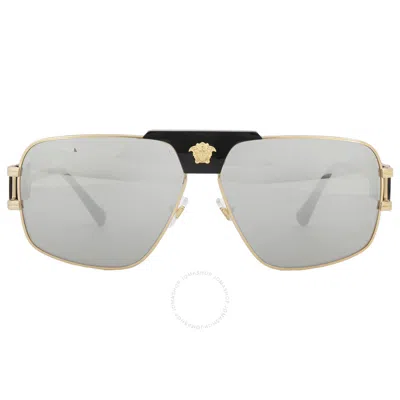 Versace Grey Mirror Silver Navigator Men's Sunglasses Ve2251 10026g 63 In White