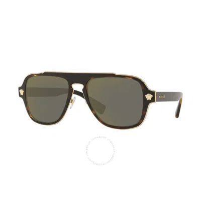 Versace Grey Navigator Men's Sunglasses Ve2199 12524t 56 In Black
