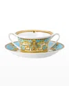 Versace Grey Prestige Gala Cream Soup Cup & Saucer In Bleu