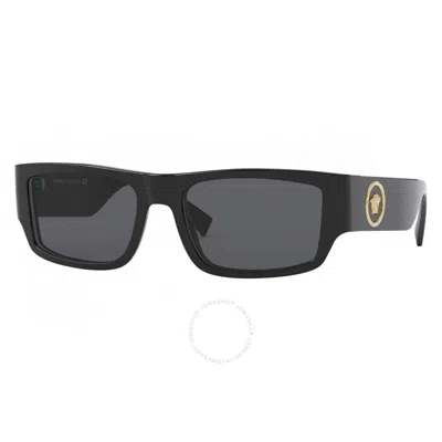 Versace Grey Rectangular Men's Sunglasses Ve4385 Gb187 56 In Gray
