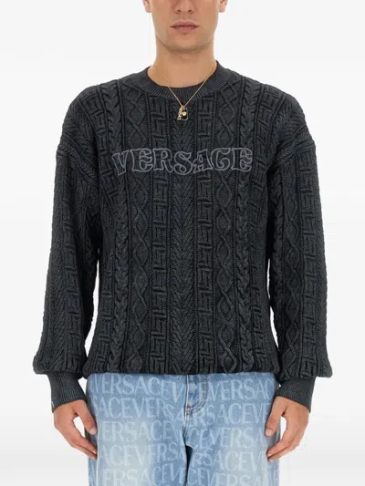 Versace Grey Sweater In Gray