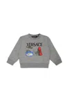 Versace Grey Sweatshirt For Baby Boy With Logo In Grey